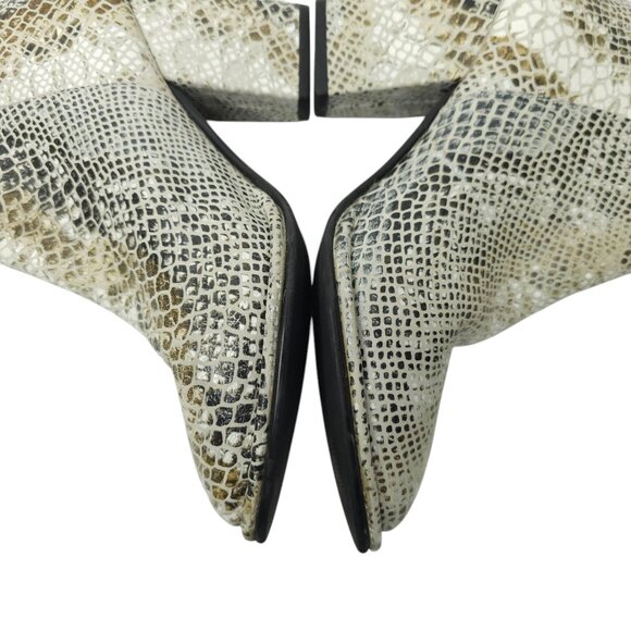 Diba True Pay Phone Chelsea Ankle Boots Womens 8 Reptile Print Zip Block Heel - Picture 13 of 16